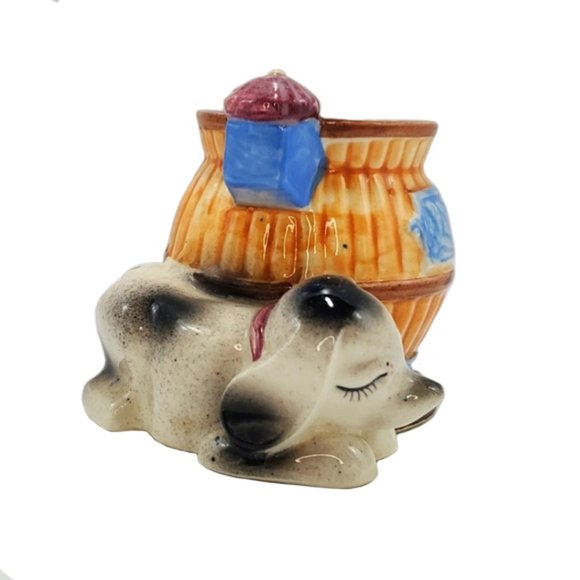 Occupied Japan Planter Sleeping Dog Potbelly Stove - Picture 2 of 7